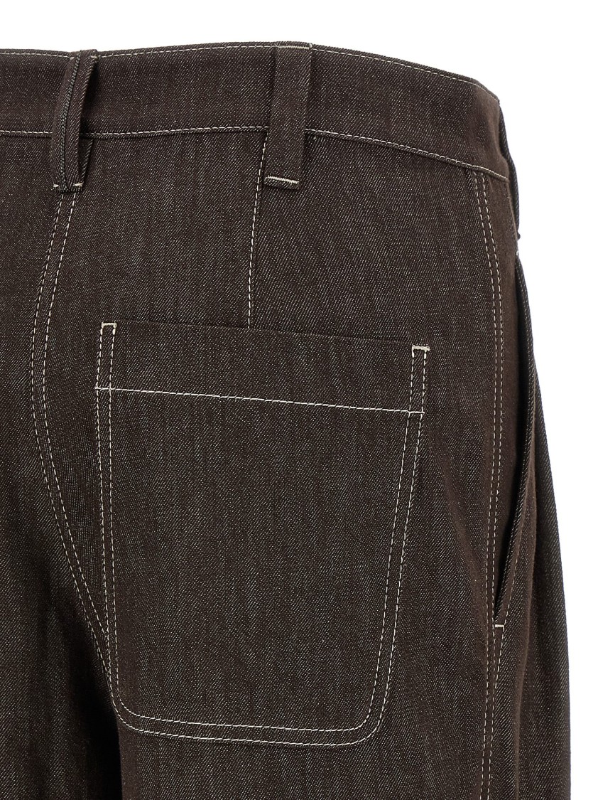 Brunello Cucinelli High-waisted Wide Leg Denim Jeans In Brown