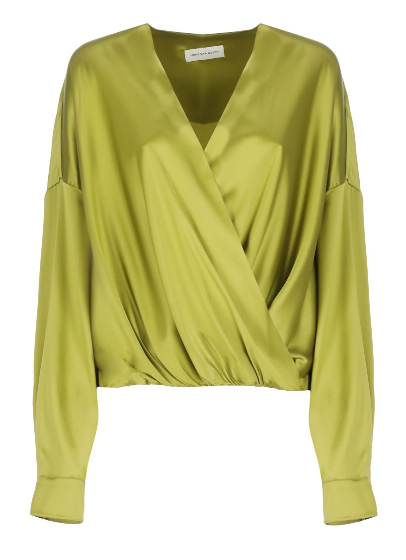 Dries Van Noten Draped Silk-blend Satin Blouse