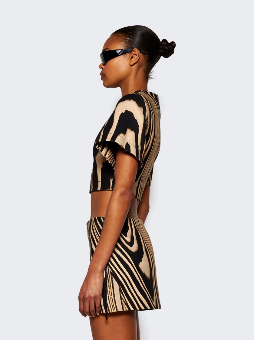 DAVID KOMA DAVID KOMA ZEBRA PRINT CROP TOP - BEIGE AND BLACK