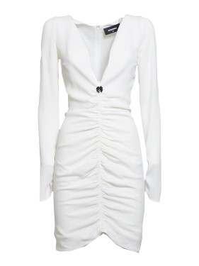 オールインワン・サロペット Dsquared2 White Silk Gathered Short Dress Dsquared2 White Silk Gathered Short Dress Mini | THE LIST