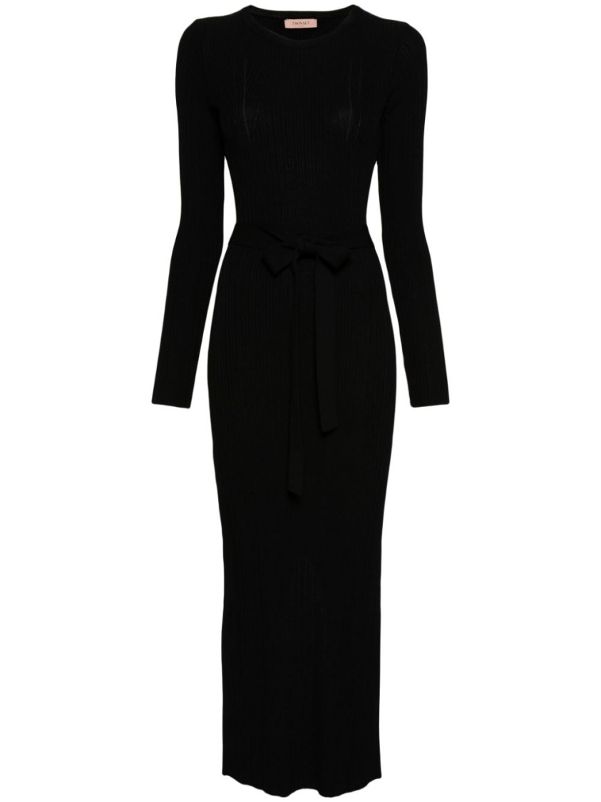 Twinset Draped-detail Maxi Dress In Black