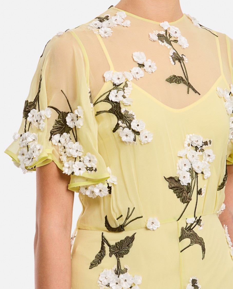 ERDEM ERDEM YELLOW MIDI COCKTAIL DRESS