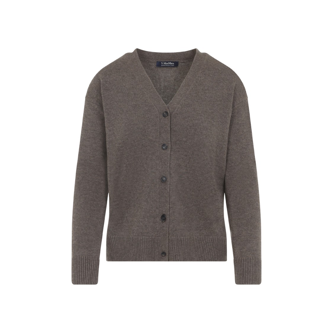Max Mara Cedro Brown Wool And Cashmere Cardigan In Gray