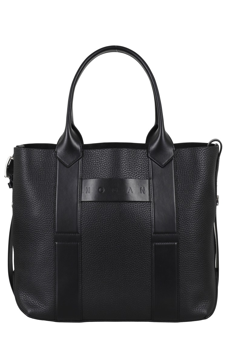 Shop Hogan Script Shopping Bag In Black