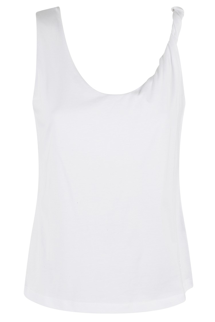 Shop Federica Tosi Twisted Strap White Cotton Tank Top