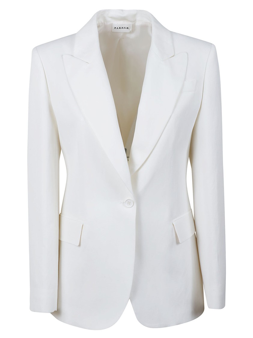 P.a.r.o.s.h . Tailored Blazer With Single-button Closure And Sharp Lapels In White