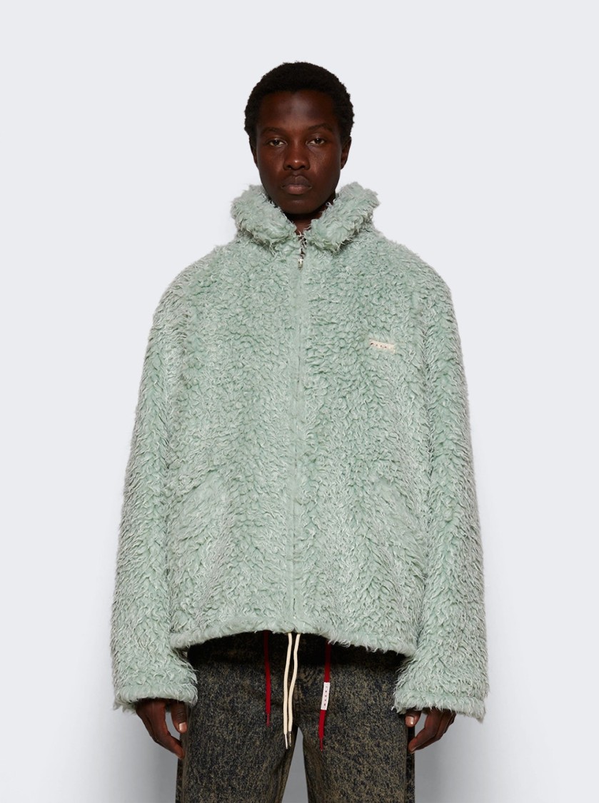 Marni Shaggy Jackets Light Blue In Green
