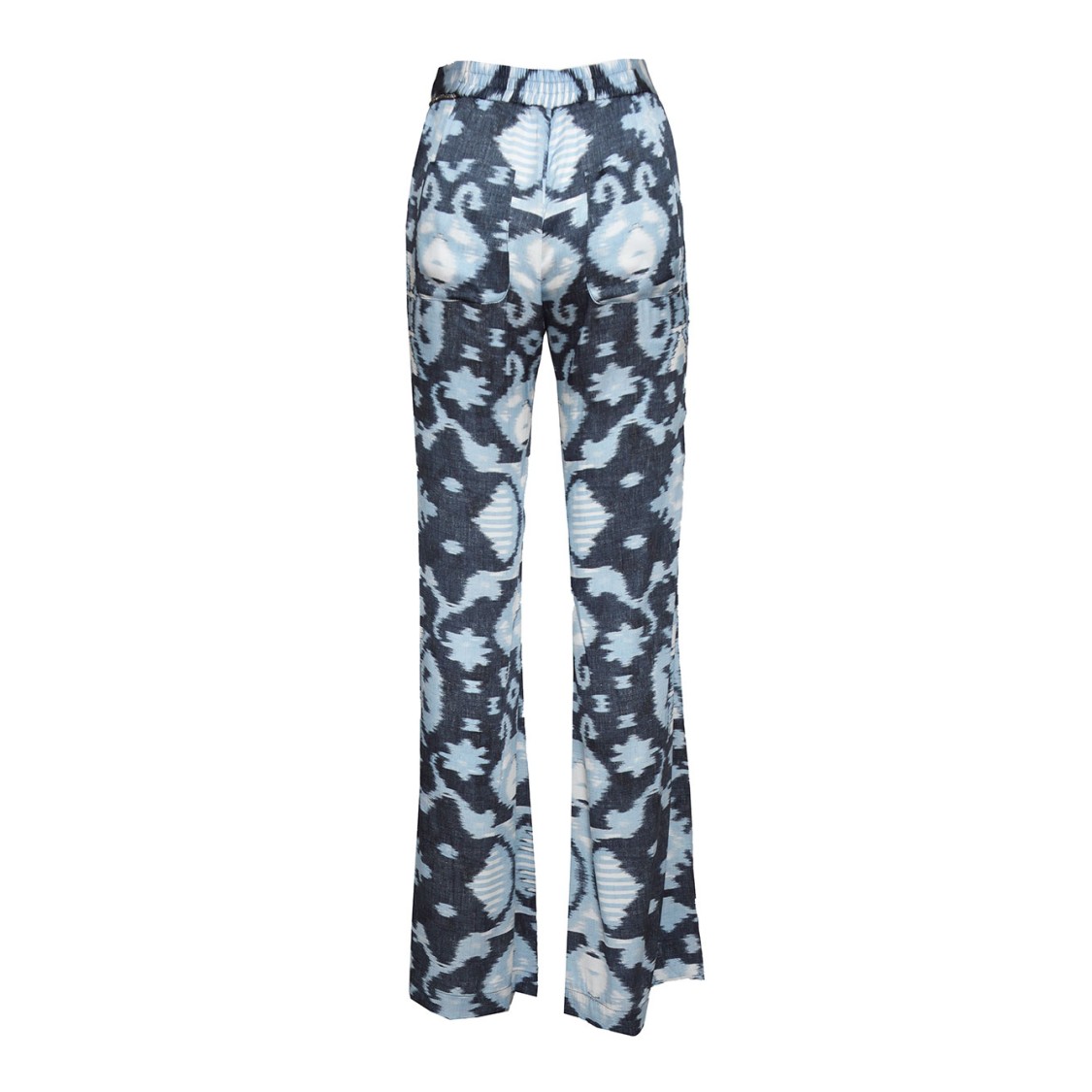 BAZAR DELUXE BAZAR DELUXE BLUE PRINTED VISCOSE FLARE TROUSERS