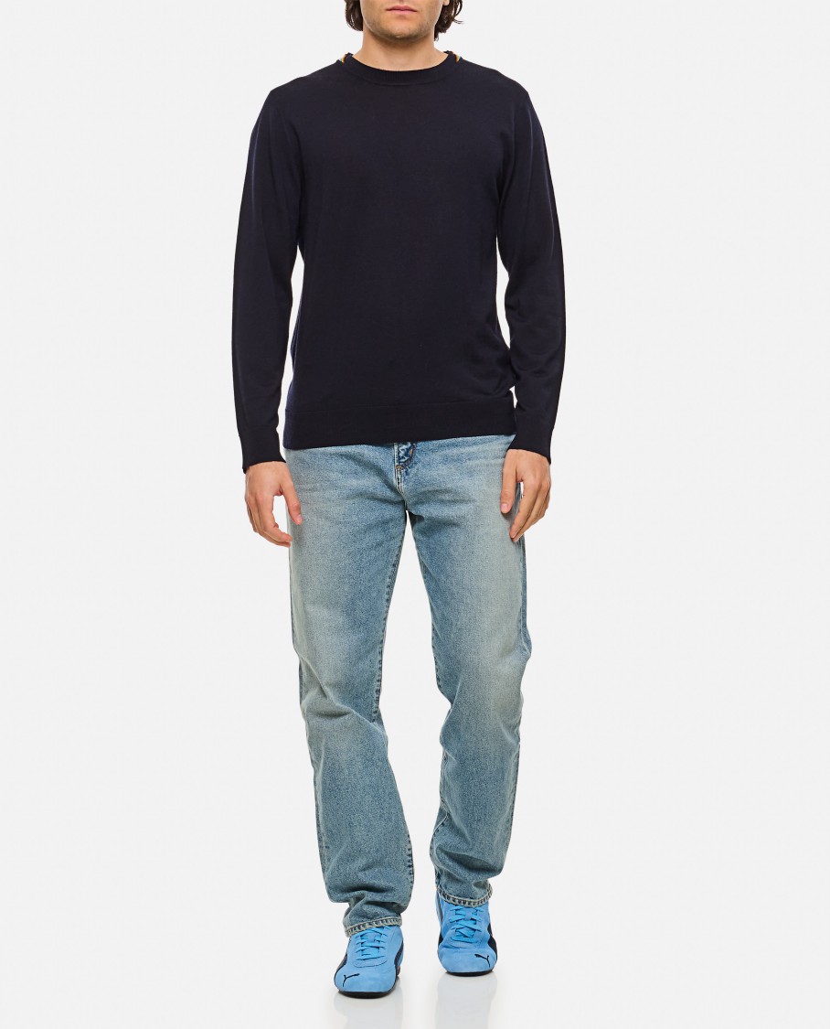 PAUL SMITH PAUL SMITH MULTICOLORED RIBBED TRIM CREW NECK SWEATER