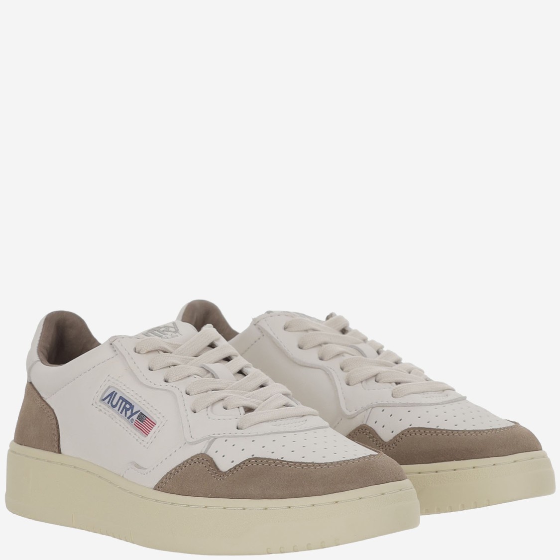 Autry Low Sneaker With Contrast Panels And Perforated Detailing In White