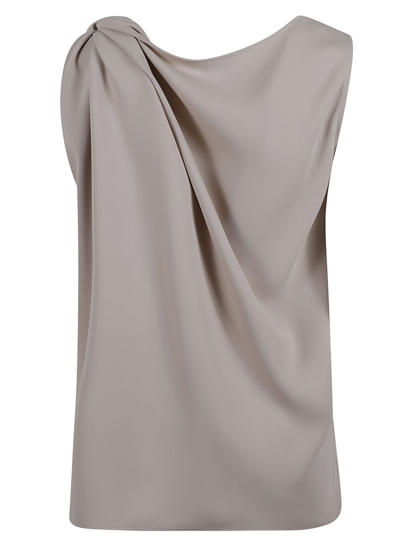 P.a.r.o.s.h . Single Shoulder Drape Top With Flowy Silhouette In Gray