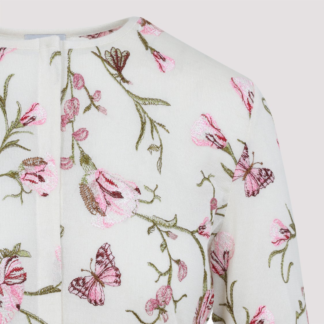Giambattista Valli Floral-embroidered Cashmere Cardigan In White