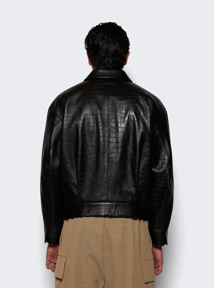 Fear Of God Crocodile-effect Zip-front Jacket In Black