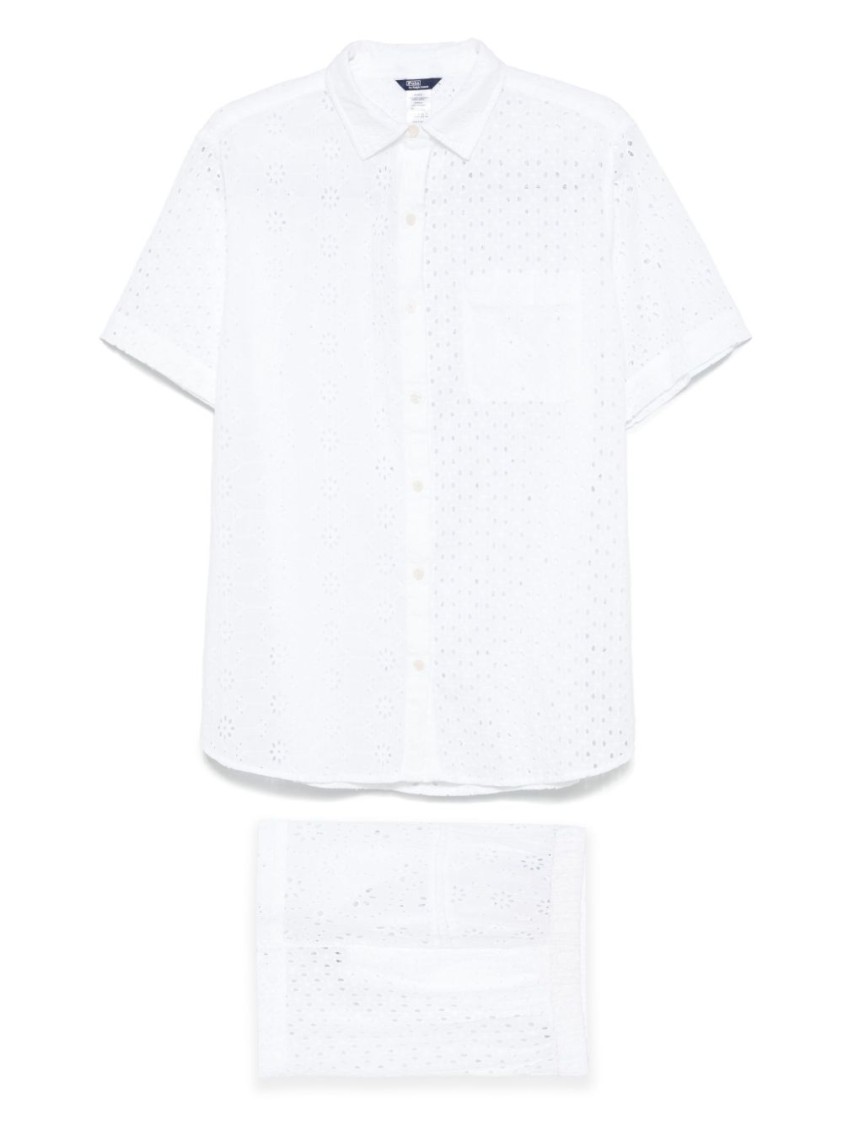 Shop Polo Ralph Lauren Eyelet-detail Short-sleeve Shirt And Shorts Set