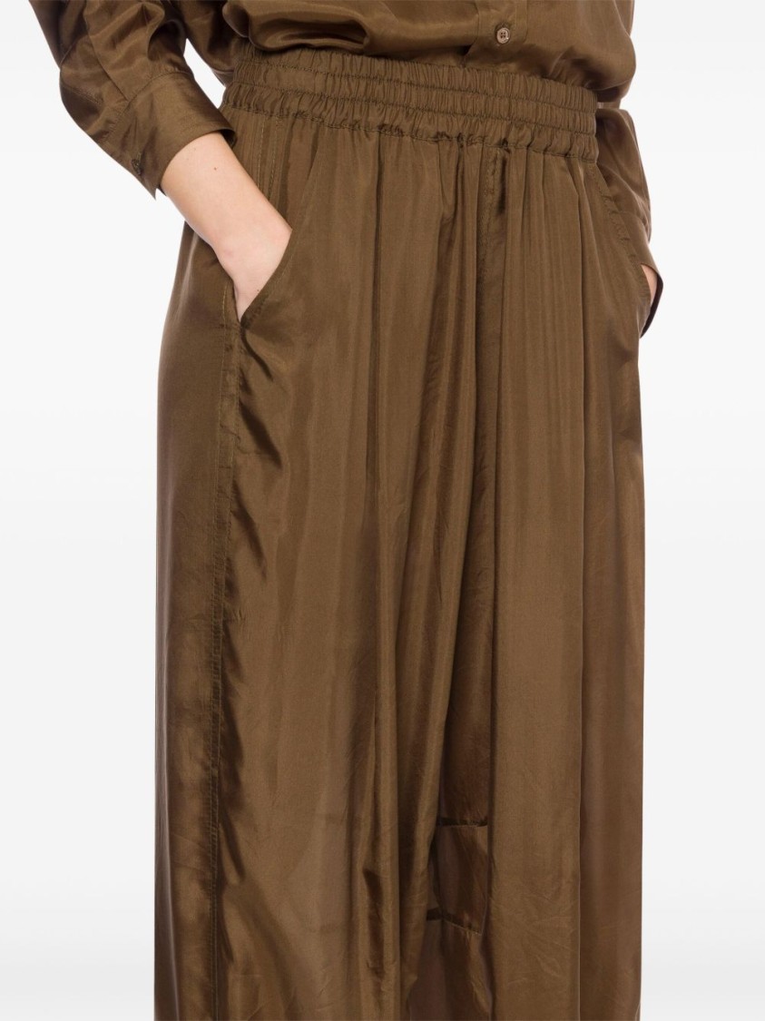 Shop Philosophy Di Lorenzo Serafini Brown Trousers With Elastic Waistband And Drawstring Cuffs
