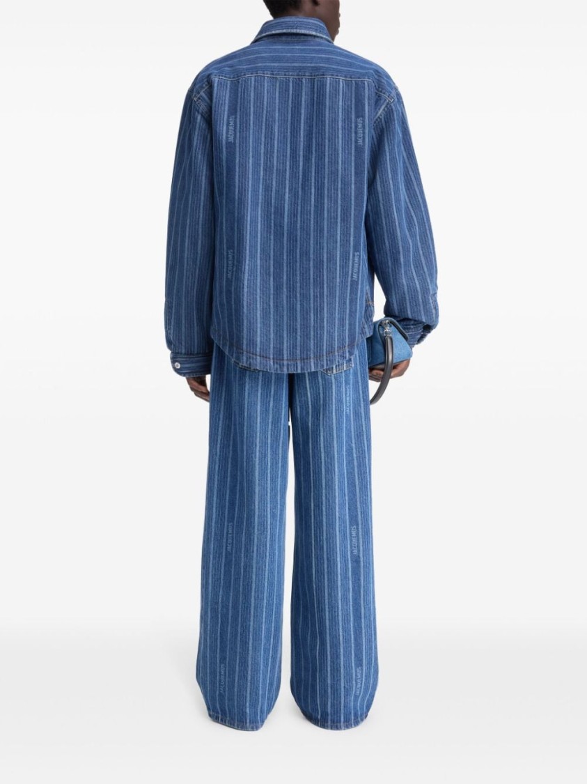 Jacquemus La Chemise Boulanger Blue Stripe Cotton Shirt In Blue