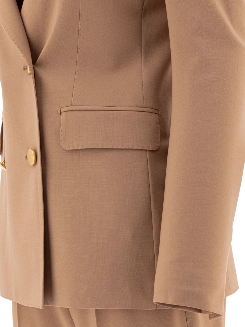 Tagliatore Beige Wool-elastan Blend Suit In Brown