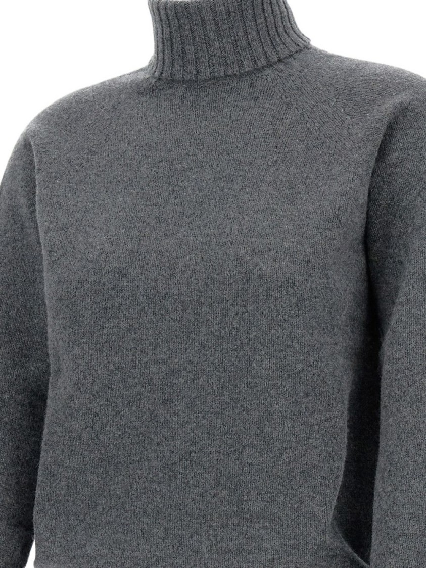Drumohr Ribbed Turtleneck Sweater In Lambswool In Gray