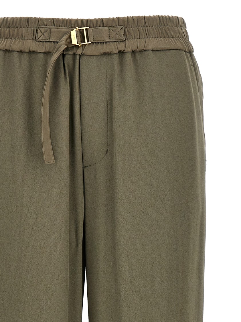 Ami Alexandre Mattiussi Ami Wide Leg Trousers With Adjustable Strap In Brown