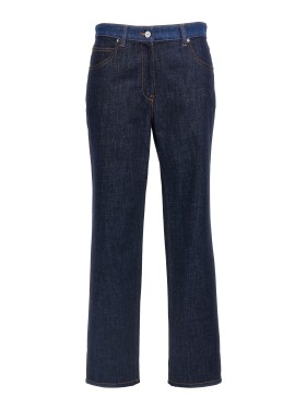 Fendi Two-Tone Cotton Denim Jeans in Blue | THE LIST
