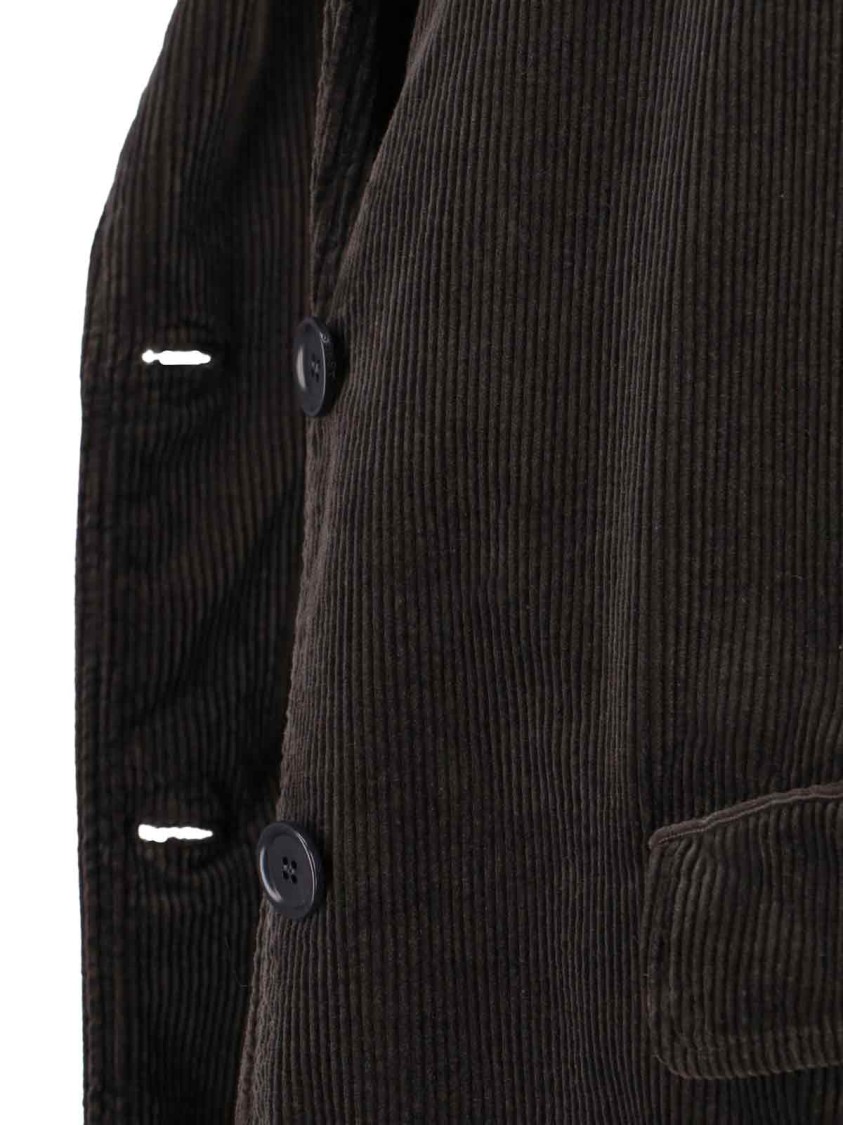 Aspesi Corduroy Flap Pockets Longline Notched Lapels In Brown