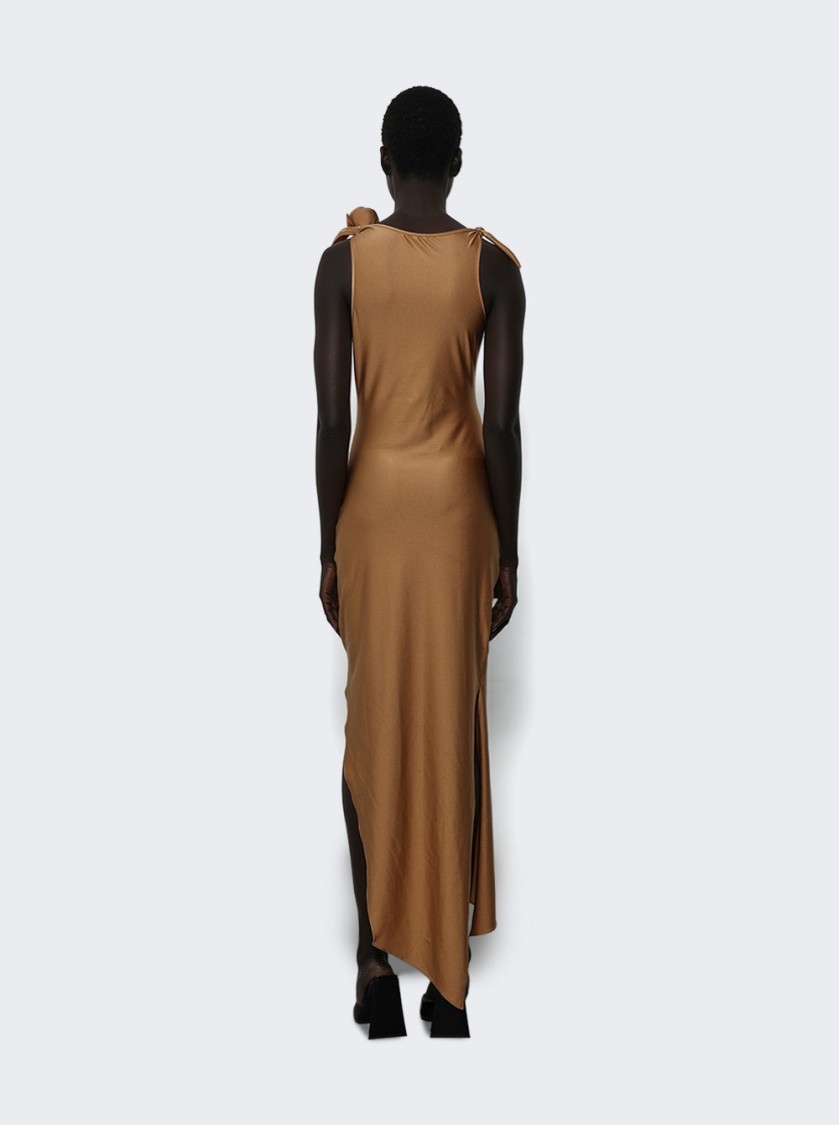 Coperni Asymmetric Flower Gown Brown In Brown