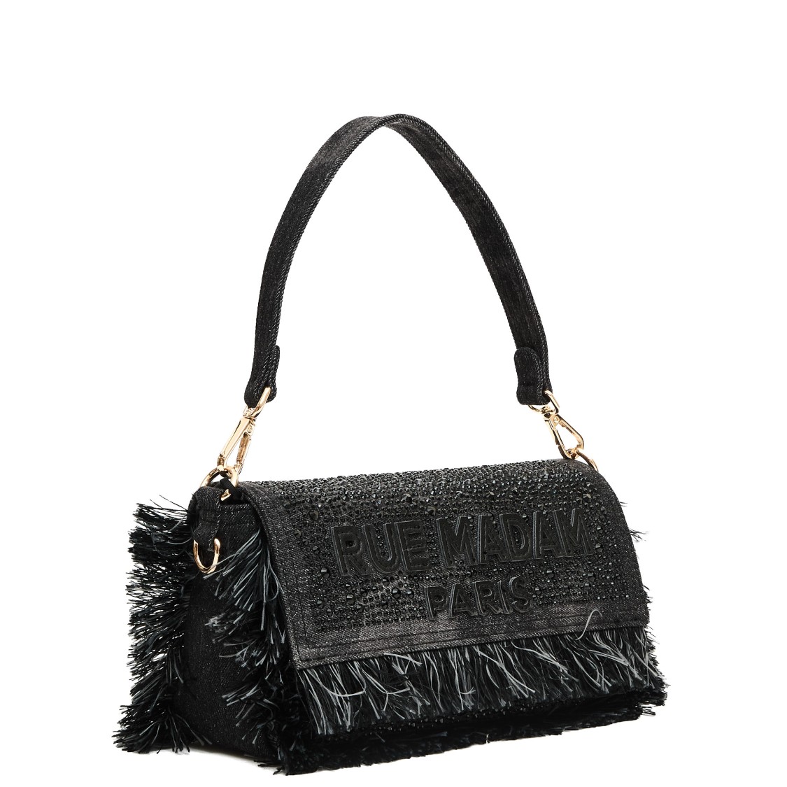 Rue Madame Rectangular Grey Denim Shoulder Bag
