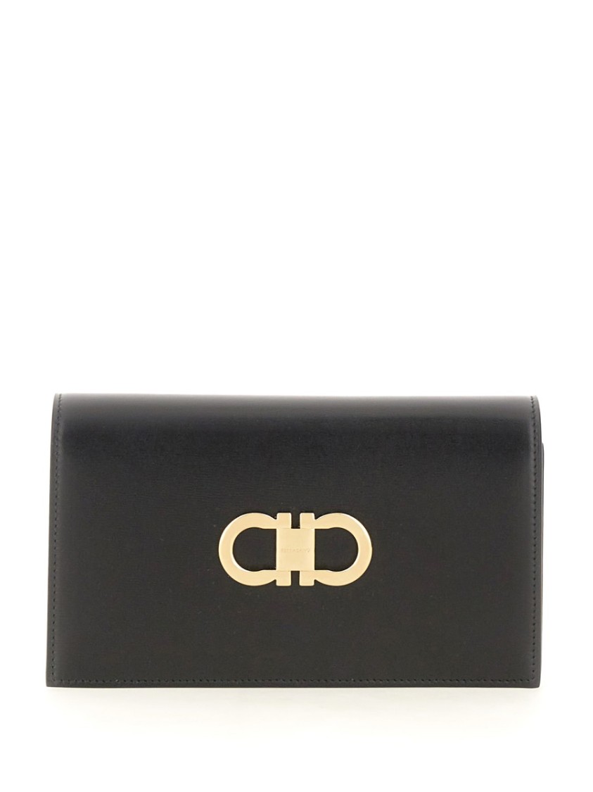 Shop Ferragamo Mini Bag With Gold-tone Clasp And Chain Strap