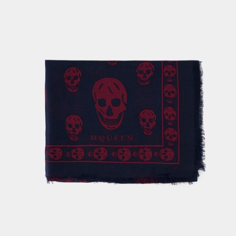 Alexander Mcqueen Skull Scarf In Blue