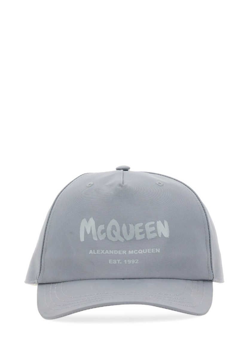 Alexander Mcqueen Logo Printed Baseball Cap In Grey