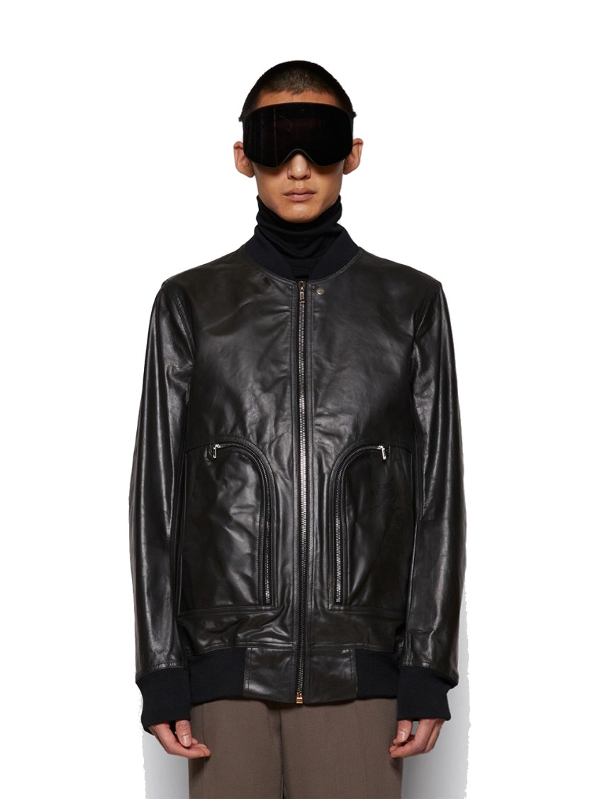 Rick Owens Black Hollywood Bauhaus Leather Flight Jacket In Black