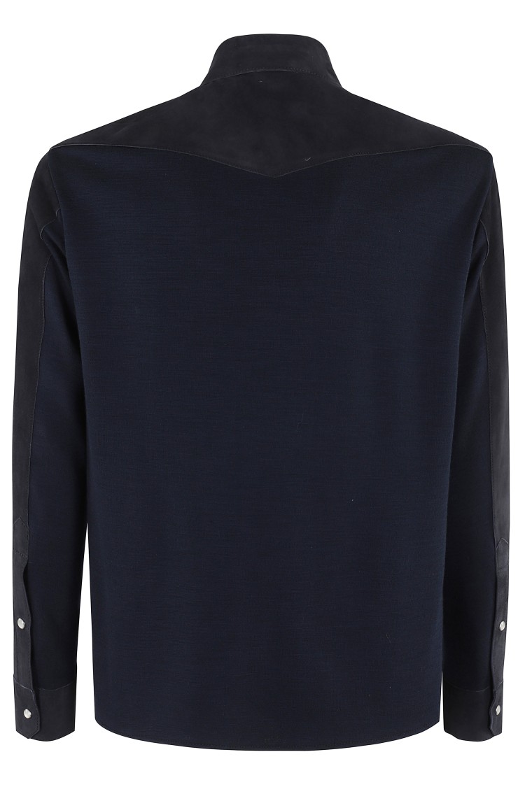 Shop Eleventy Shirt Jacket Texas In Blue