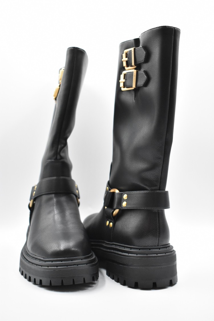 Shop Twinset Twin-set Sleek Black Boots With Laced Front Detail