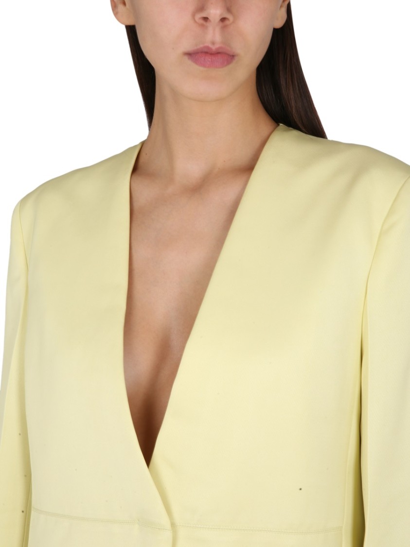 Jil Sander V-neck Jacket With Concealed Closure In Yellow