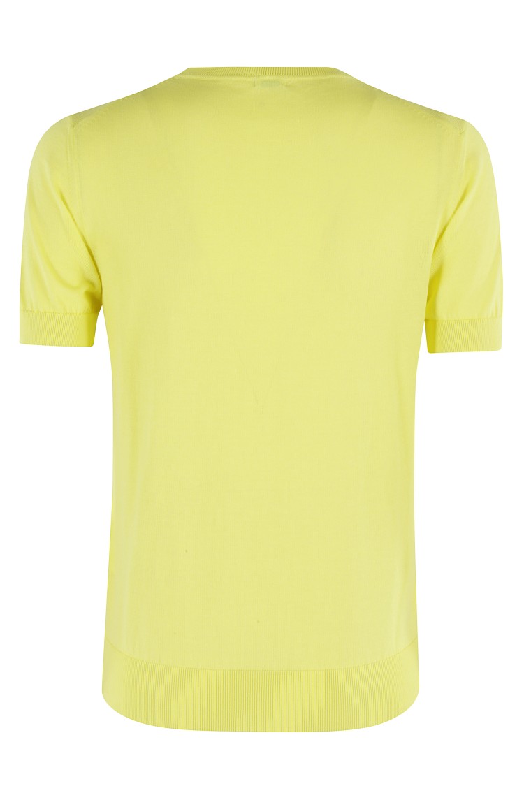 MALO MALO LEMON-HUED COTTON T-SHIRT WITH CLASSIC CREW NECKLINE 