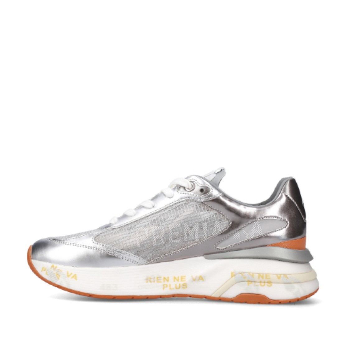 Premiata Chunky Silver Sneakers With Removable Insole In White