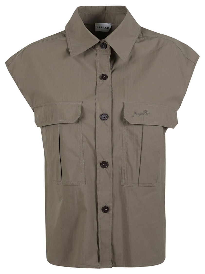 P.a.r.o.s.h . Relaxed Fit Polyamide Shirt With Button-down Front In Green