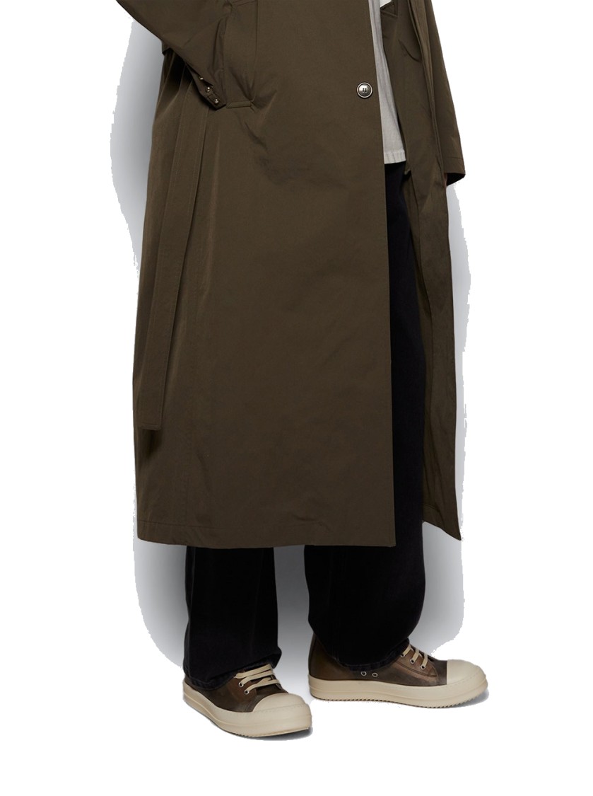 Rick Owens Hollywood Leather Low Sneakers Dust And Milk In Green
