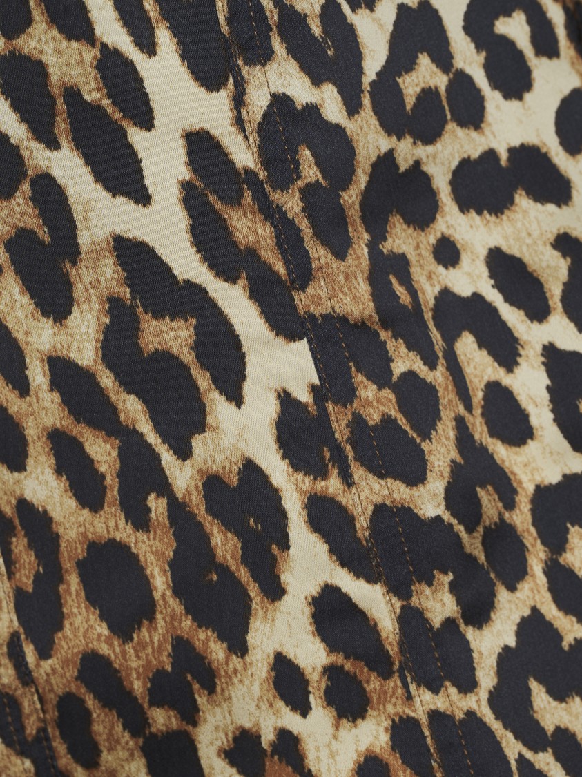 Ganni Leopard Print Canvas Overshirt In Animal Print
