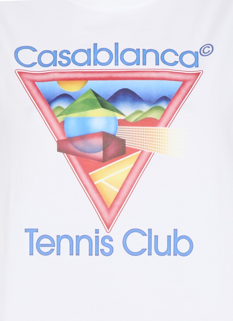 Casablanca Crew Neck Graphic Print Short Sleeves Top In White