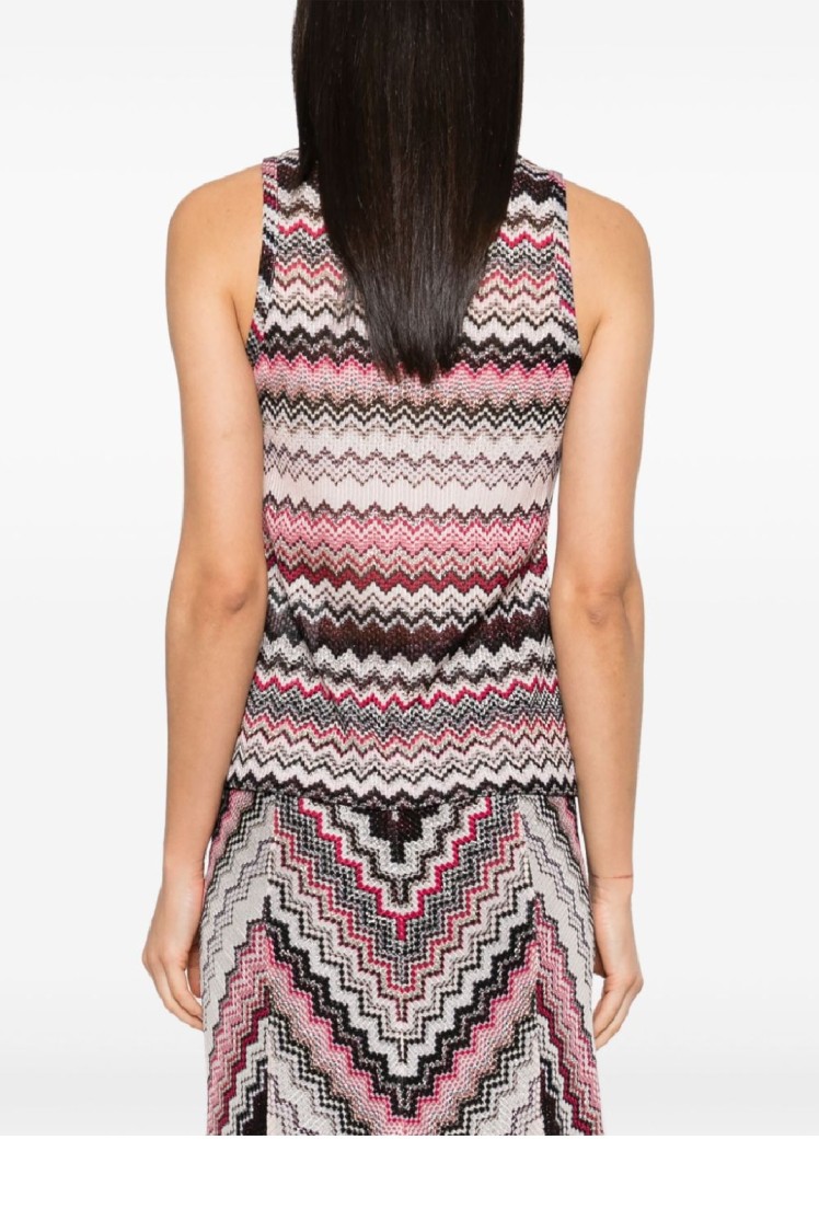 Shop Missoni Zigzag Patterned Fitted Tank Top In Pink