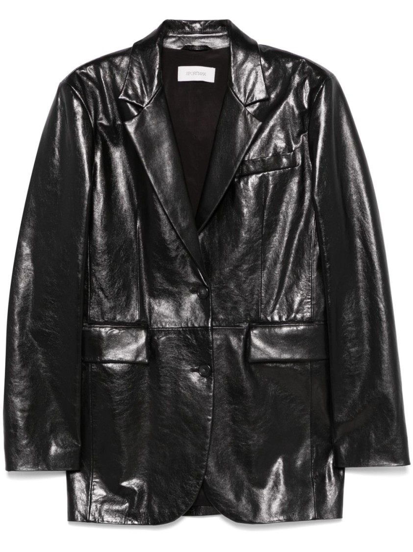 Sportmax Tailored Black Jacket With Shiny Finish In Black