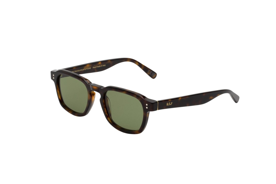 RETROSUPERFUTURE RETROSUPERFUTURE TORTOISESHELL SQUARE FRAME SUNGLASSES WITH GREEN LENSES