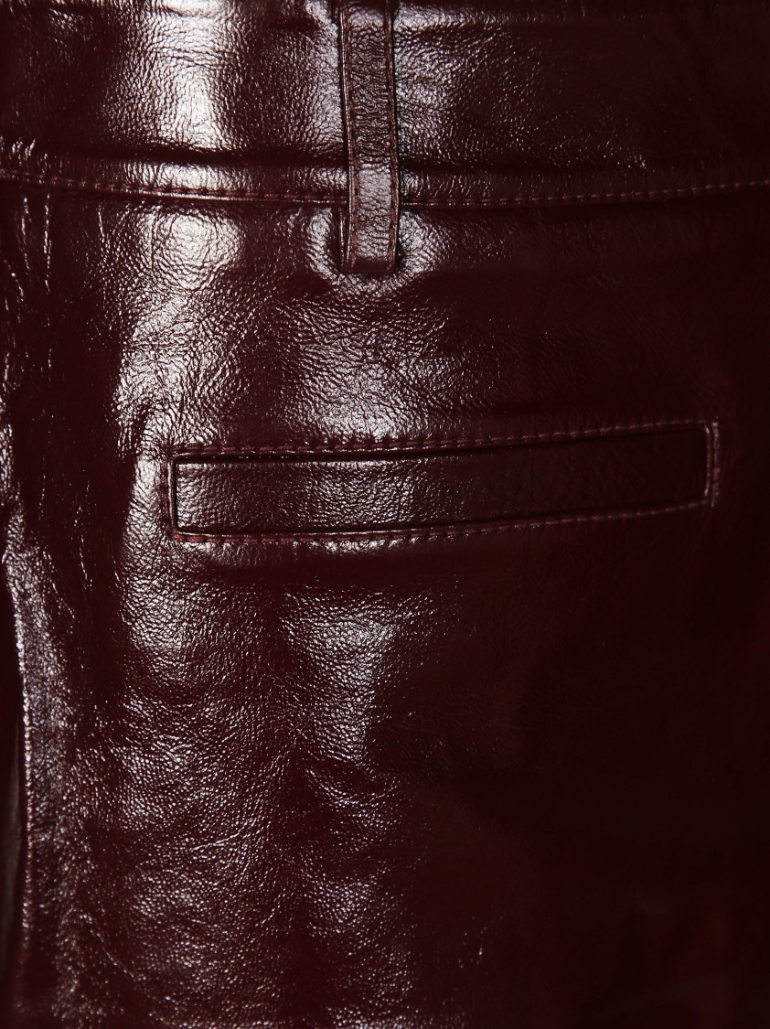 Self-portrait High-shine Burgundy Leather Shorts With Tailored Fit In Burgundy