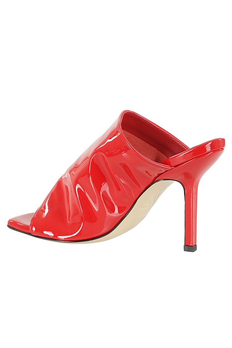 GIAMPAOLO VIOZZI GIAMPAOLO VIOZZI VERNICE PATENT LEATHER MULES WITH SQUARE OPEN TOE