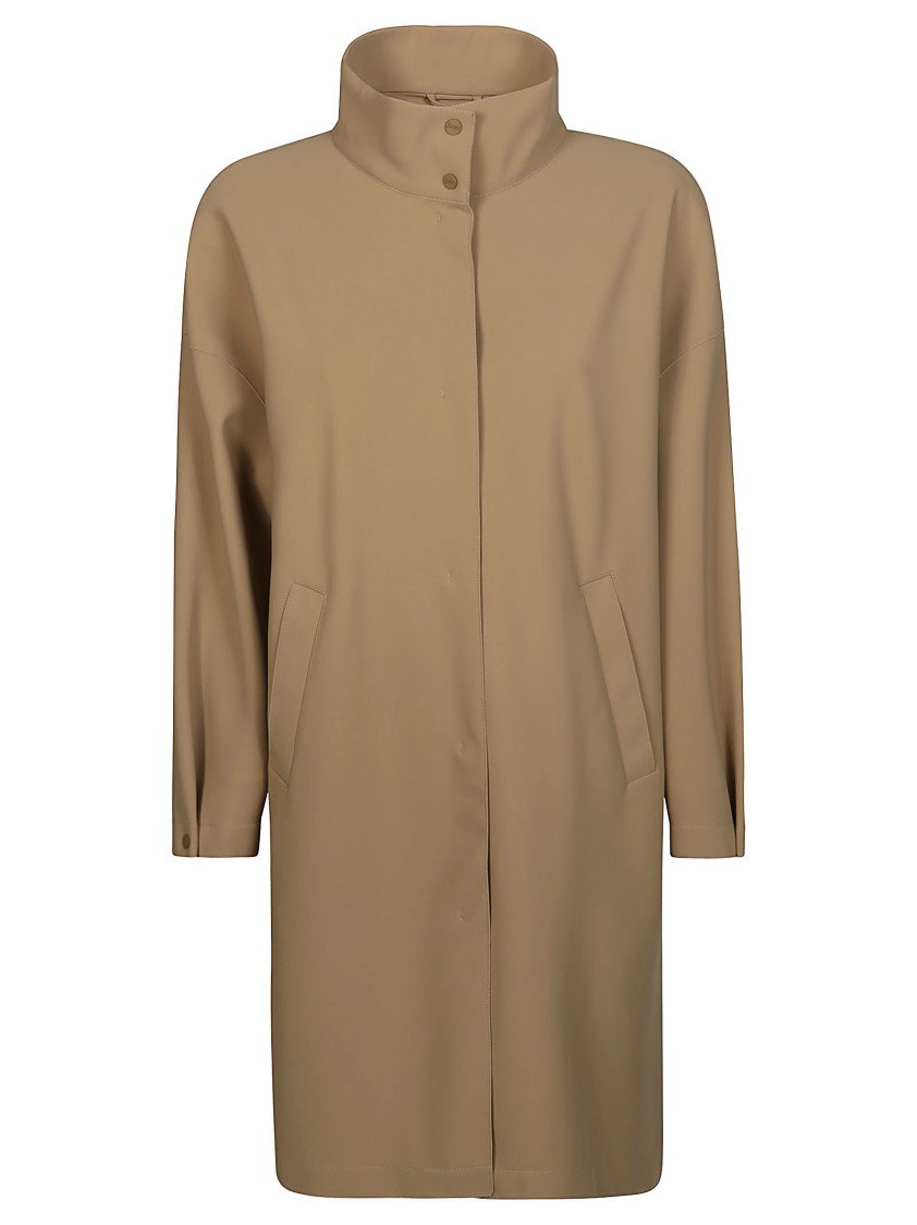 Herno Neoprene Overcoat In Brown