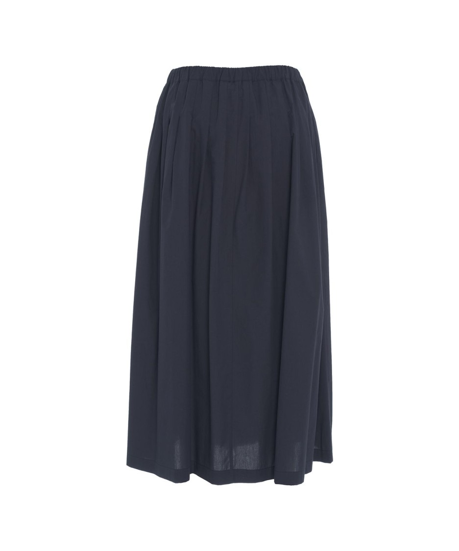 Ottod'ame Flowing Blue Midi Skirt With Pleats And Slip Pockets In Blue