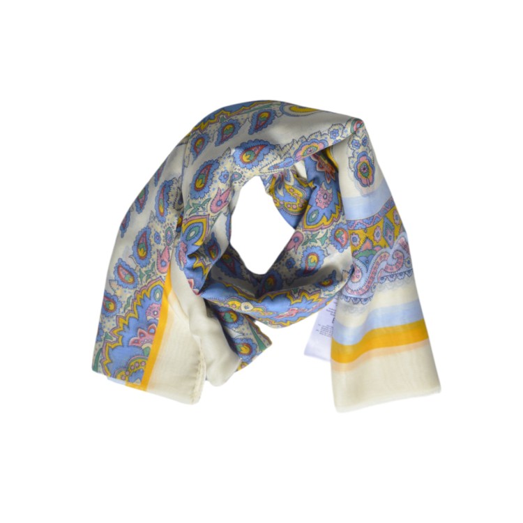 スカーフ Etro Cotton And Silk Brushed Scarf With Paisley Medallion Etro Cotton And Silk Brushed Scarf With Paisley Medallion