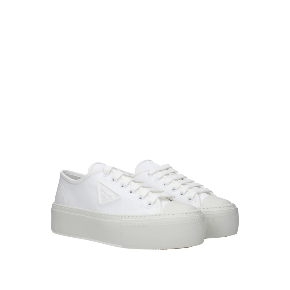 Prada Cotton Sneakers With Leather Insole In White