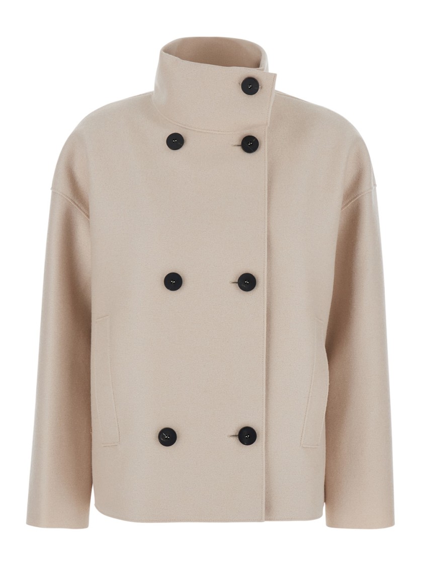 Harris Wharf London Boxy Short Coat With High Collar In Brown